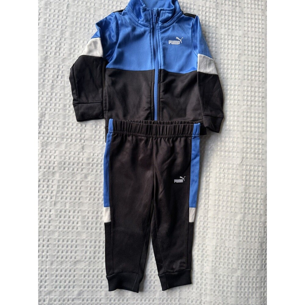 PUMA Toddler Boys Colorblock Tricot Tracksuit  set Jacket & Pants Set 18 months